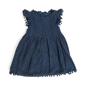 Toddler Girls Hollow Lace Pom Pom Flutter Sleeve Princess Party Dress 2/3T